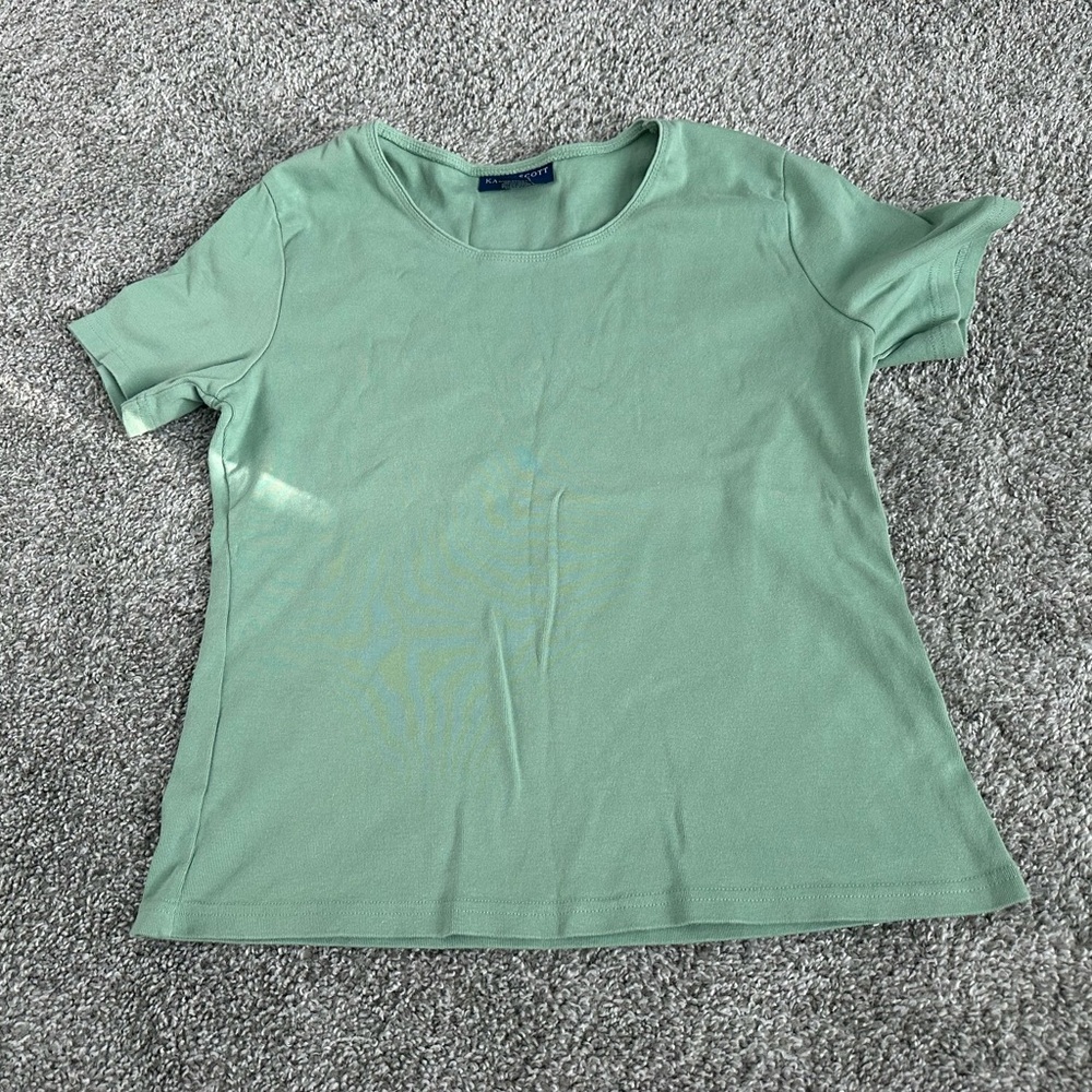 Karen Scott Green Fitted Crew Neck Sweater